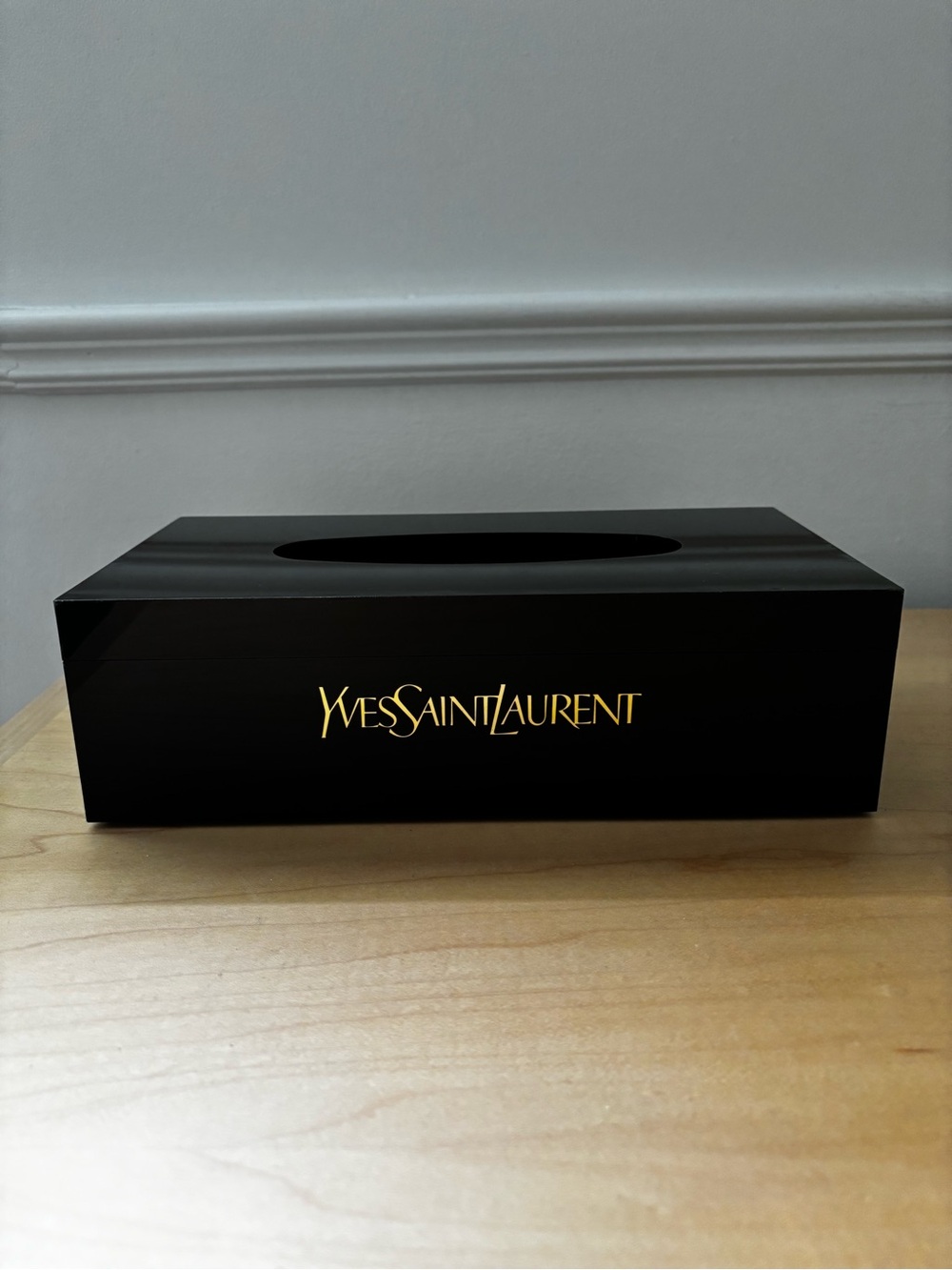 Yves Saint Laurent Black and Gold Tissue Box Cover